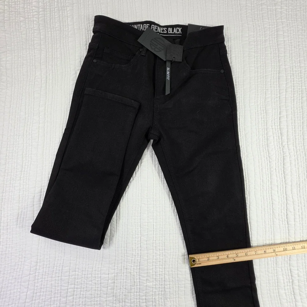 VGB Vintage Genes Black Mens 28x30 Slim Fit French Terry Stretch Denim Jeans